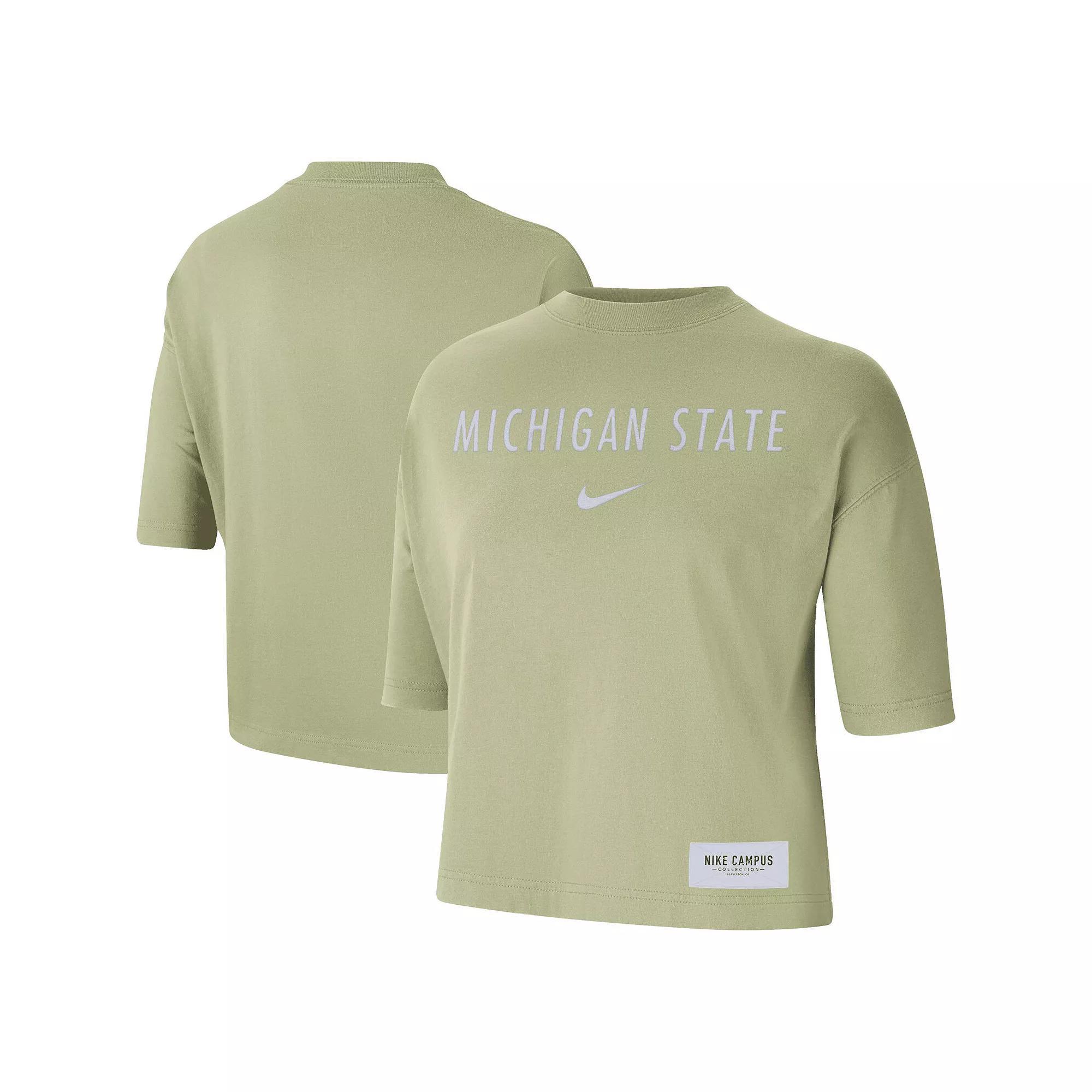 Women's Nike Olive Michigan State Spartans Earth Tones Washed Boxy T-Shirt, Size: Small, Team Product Image