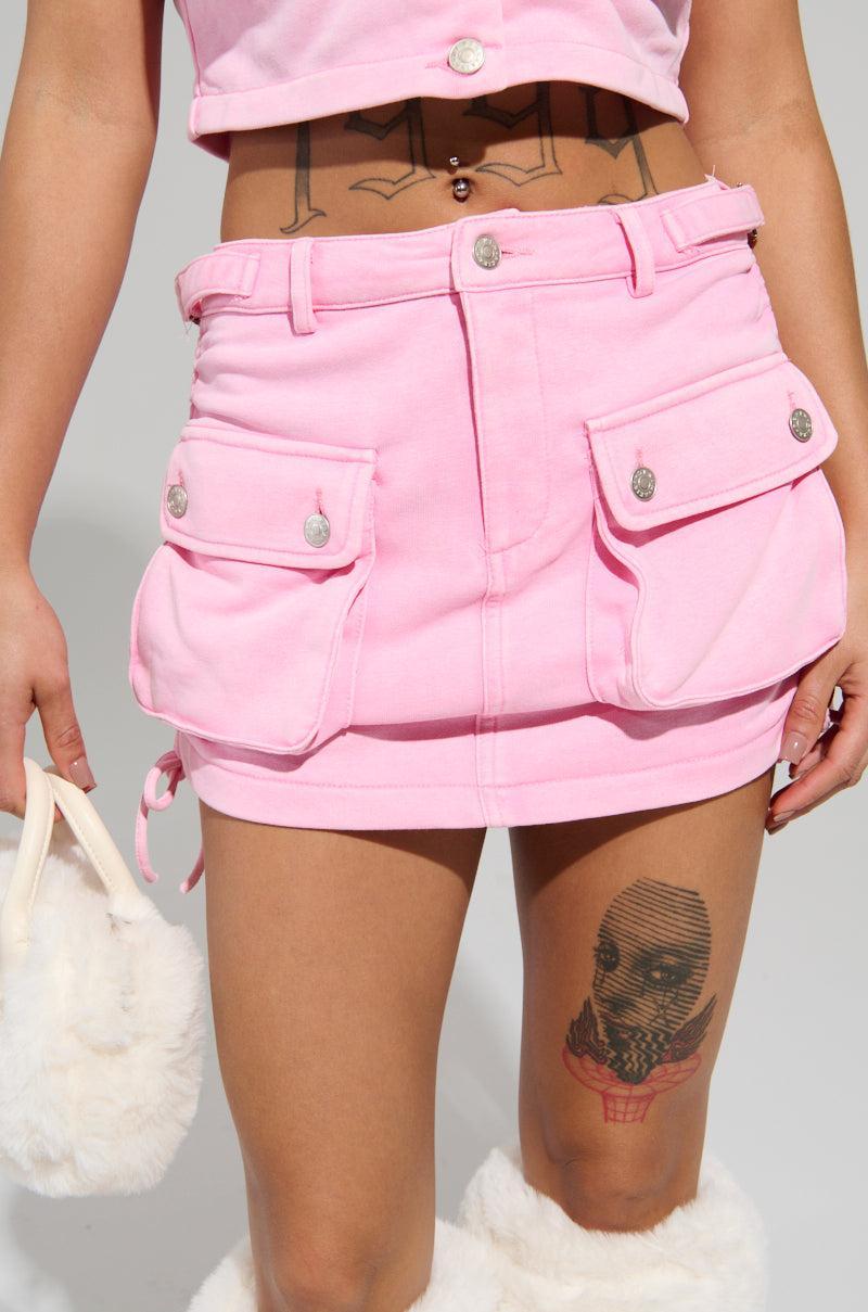 WORK FOR IT MINERAL WASHED MINI SKIRT IN PINK Product Image