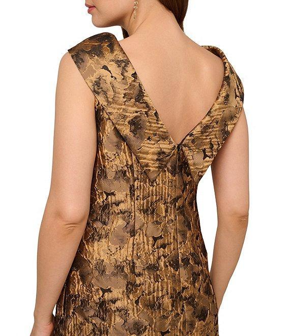 Adrianna Papell Roll Collar Sleeveless Jacquard Shift Dress Product Image