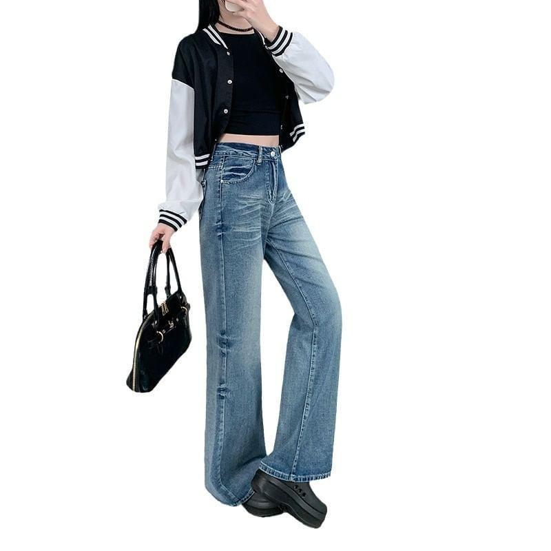 Mid Rise Washed Flared Jeans Product Image