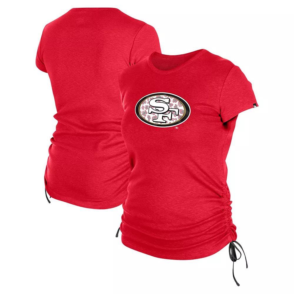 Women's New Era Red San Francisco 49ers Ruched Side T-Shirt, Size: Medium Product Image