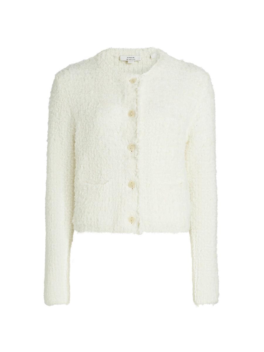 Womens Cotton-Blend Knit Crewneck Cardigan Product Image