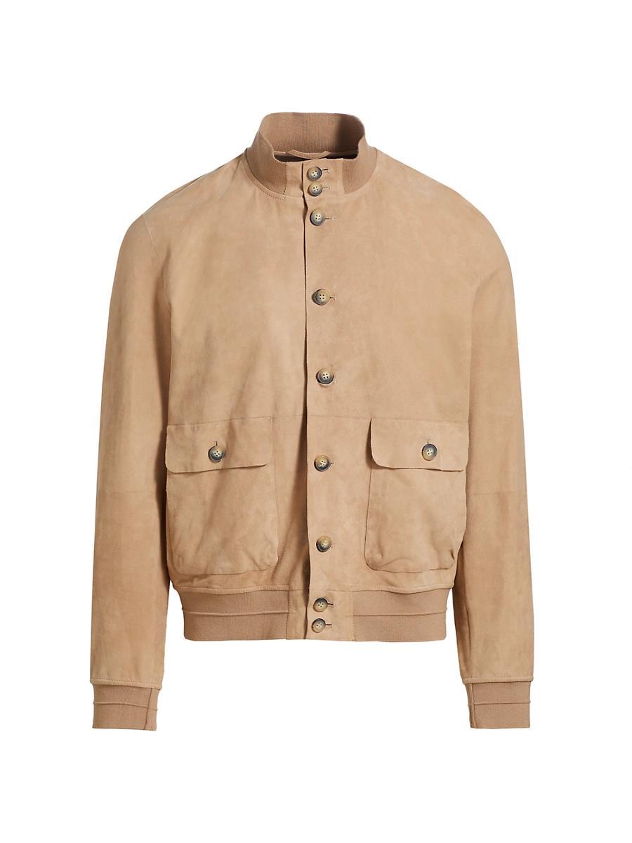 Mens Suede Button-Front Jacket Product Image