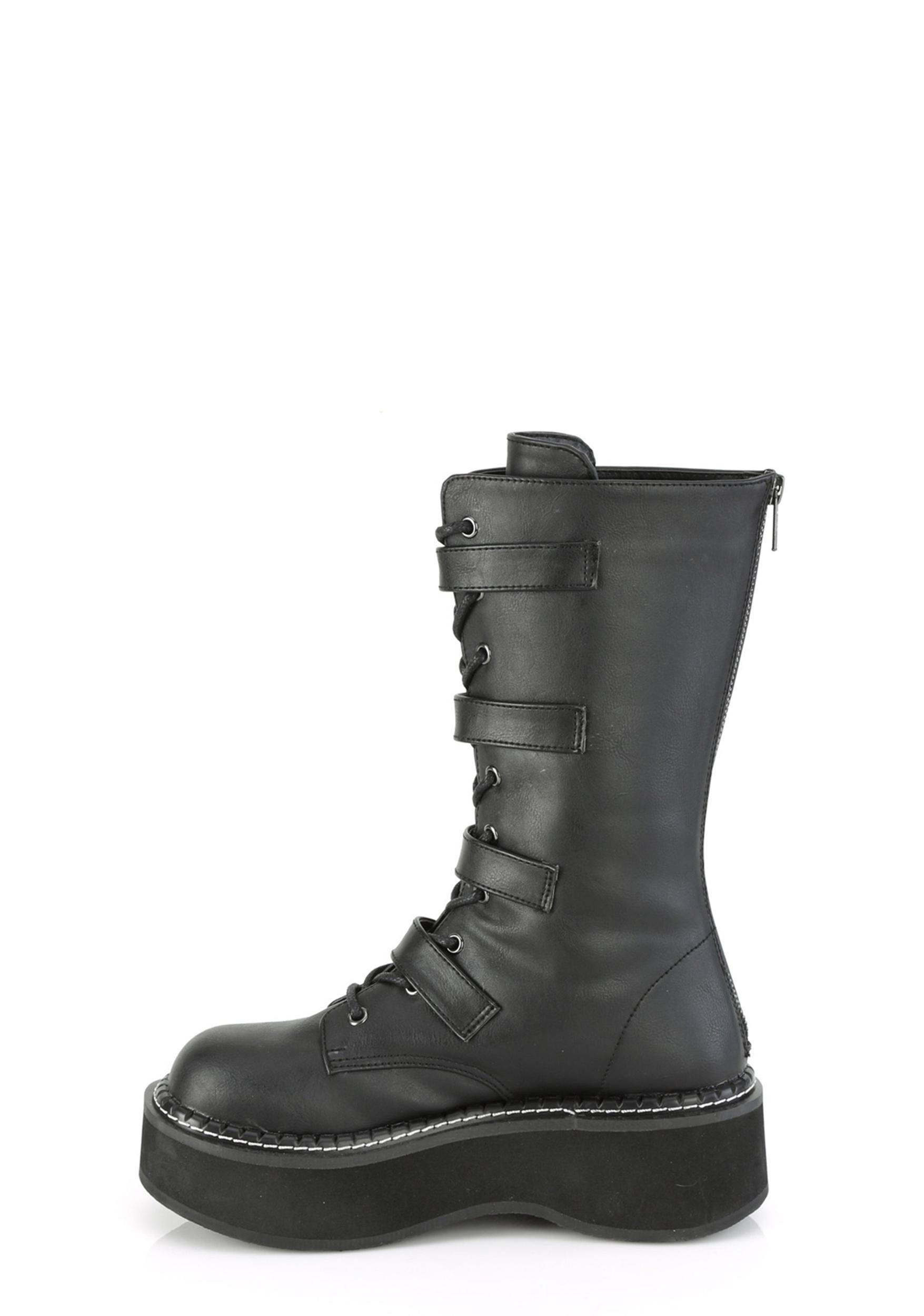 Demonia Emily 322 Bat Buckle Platform Boots - Black Product Image