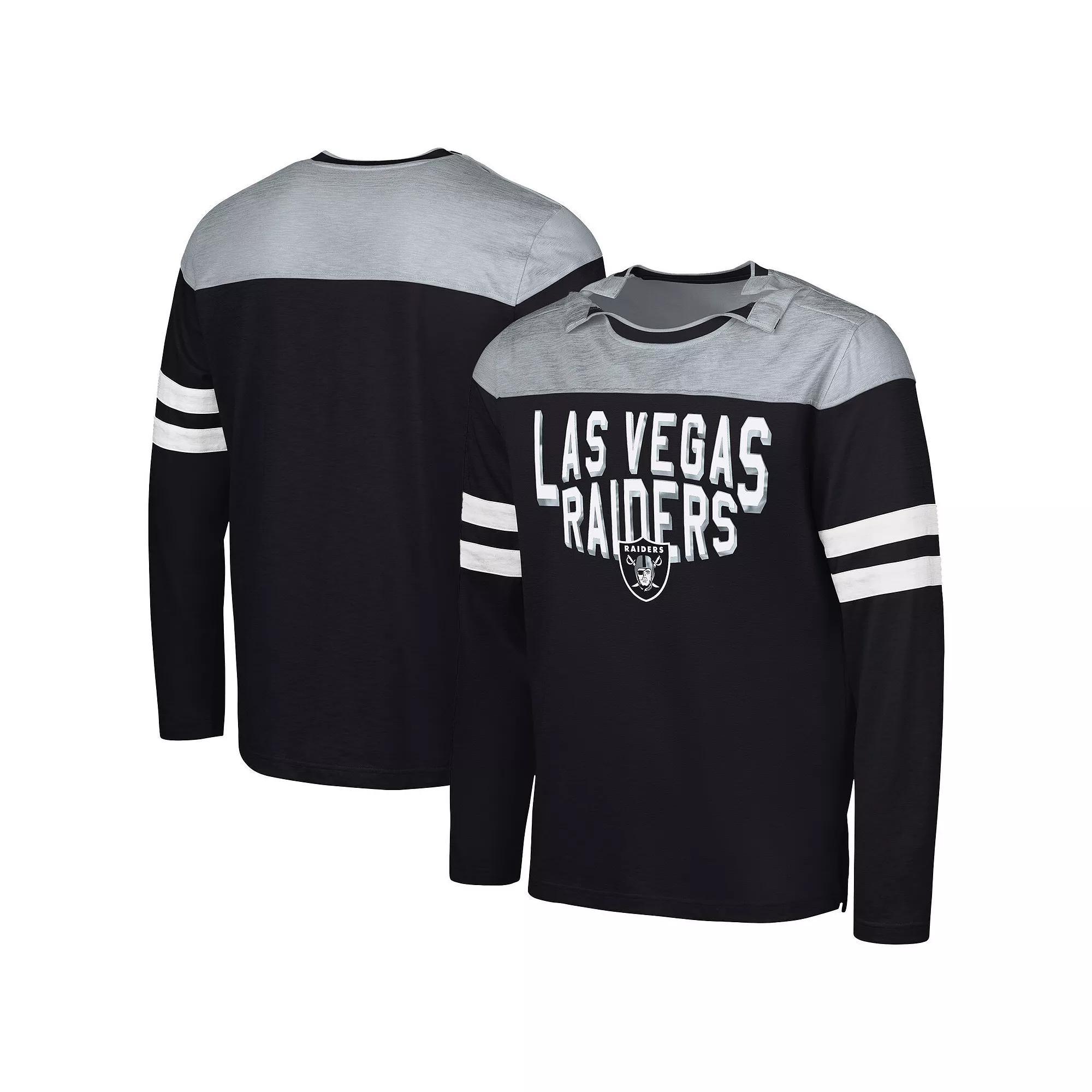 Men's G-III Sports by Carl Banks Black/Silver Las Vegas Raiders Adaptive Hail Mary Long Sleeve T-Shirt, Size: Medium, Lvr Black Product Image