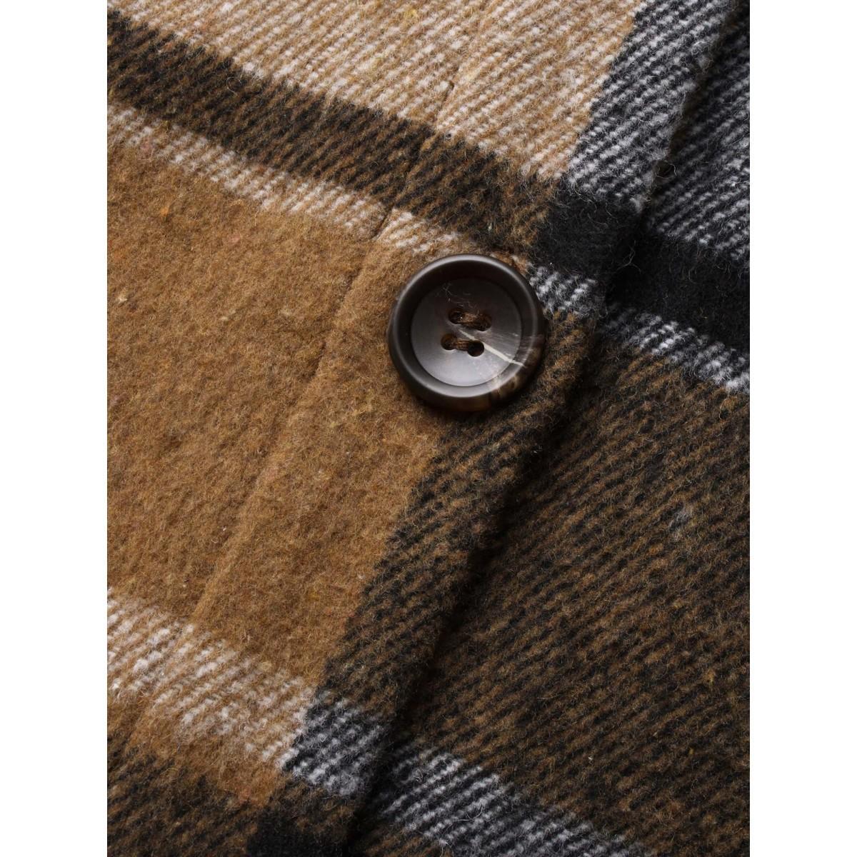 Plus Size Plaid Flap Detail Sleeveless Jacket Women Yellowishbrown Button Side seam pocket Everyday Jackets BloomChic 28/5X Product Image