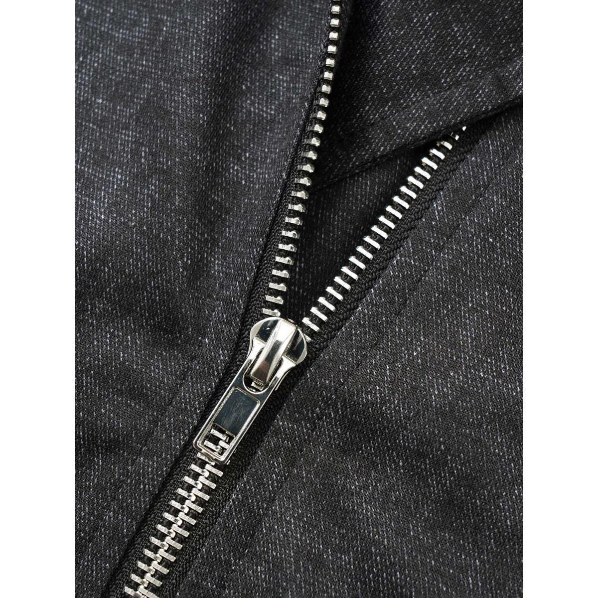 Plus Size Texture Patchwork Rib Knit Zipper Jacket Women DarkGray Non Side seam pocket Everyday Jackets BloomChic 28/5X Product Image