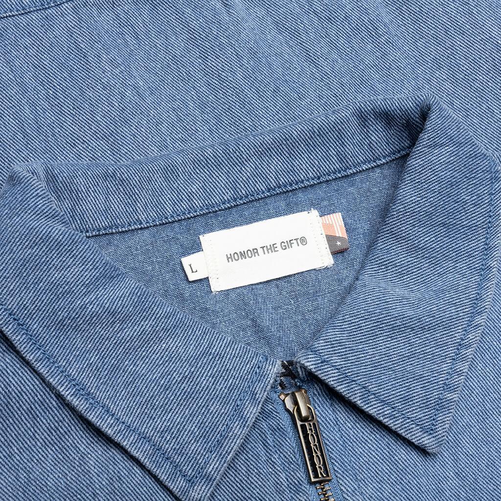 Twill Full Zip Shirt - Blue Male Product Image