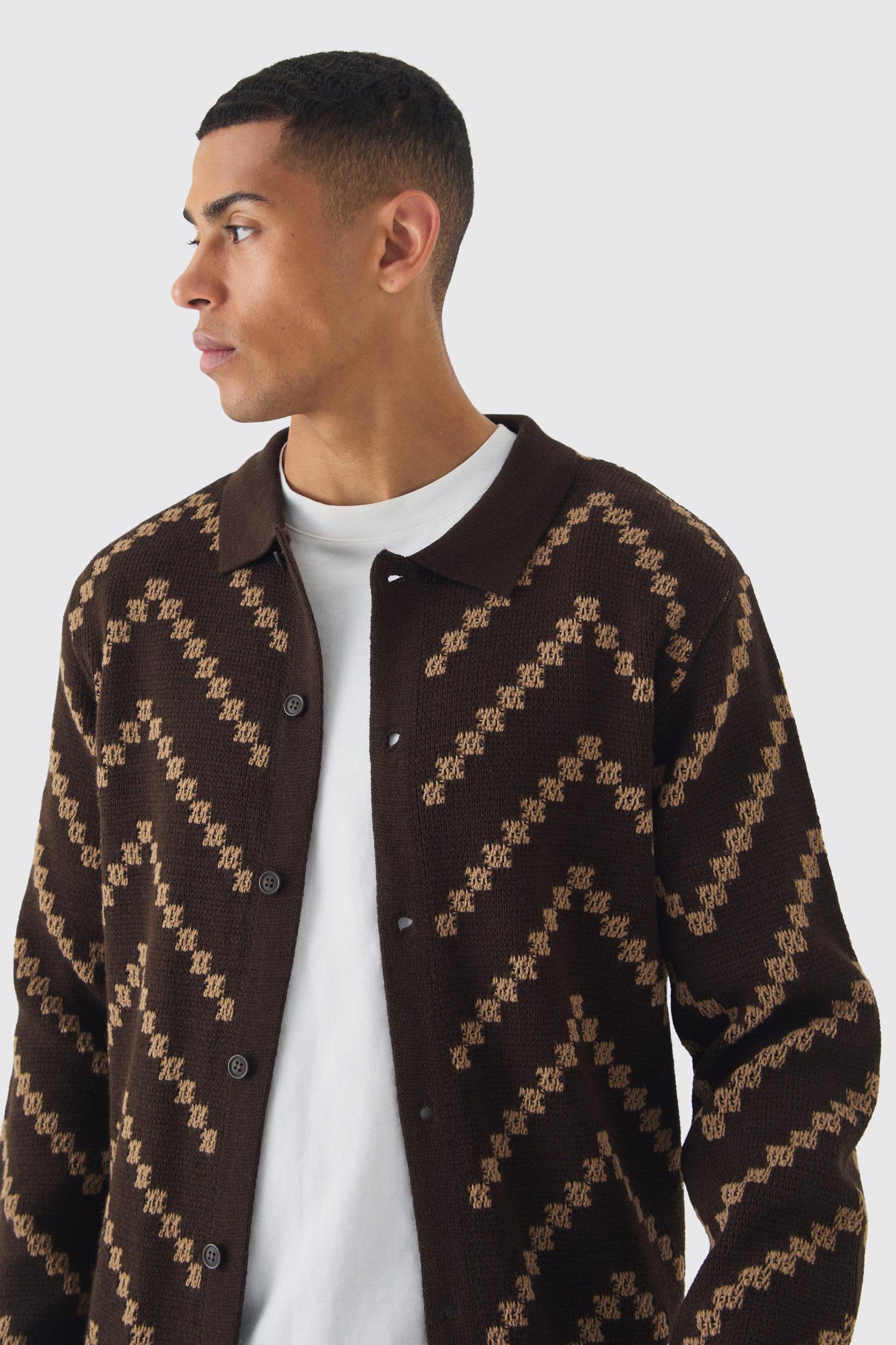 Long Sleeve Stripe Knit Shirt | boohooMAN USA Product Image