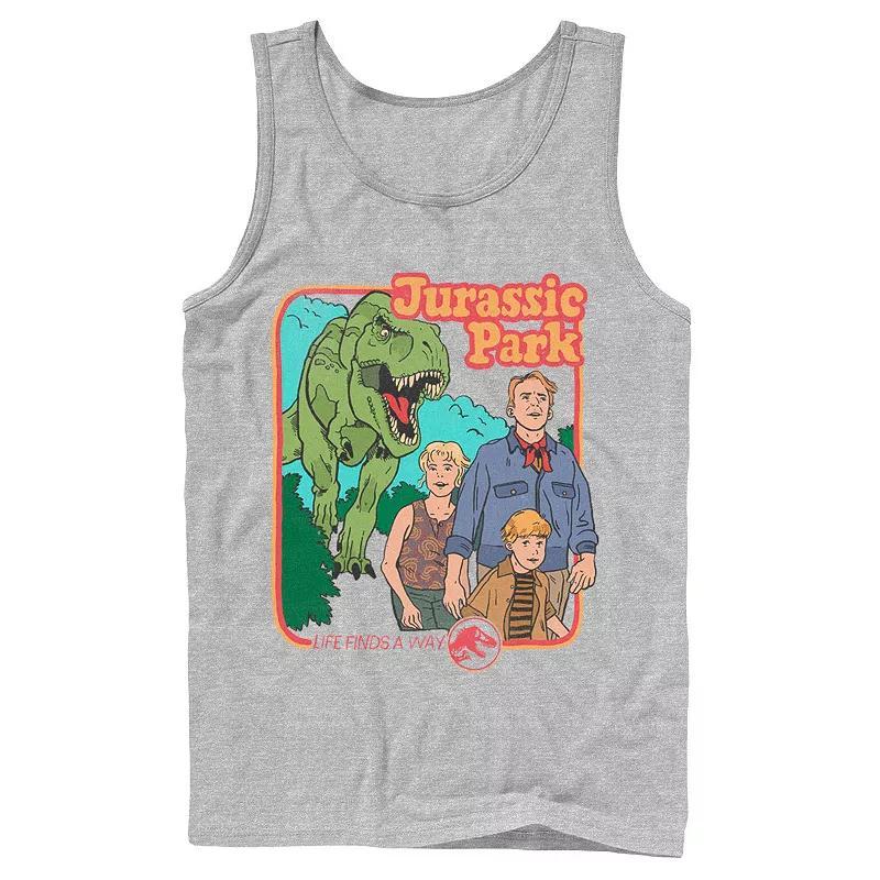 Men's Jurassic Park Vintage Characters Life Finds A Way Tank Top, Size: Large, Black Product Image
