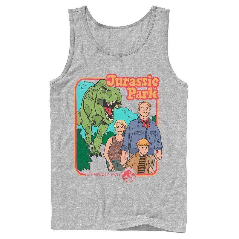 Men's Jurassic Park Vintage Characters Life Finds A Way Tank Top, Size: Large, Black Product Image