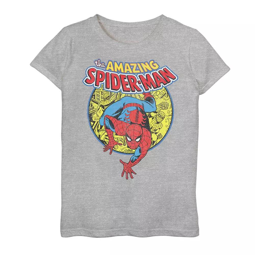 Girls 7-16 Marvel The Amazing Spider-Man Classic Crawl Graphic Tee, Girls Athletic Grey Product Image