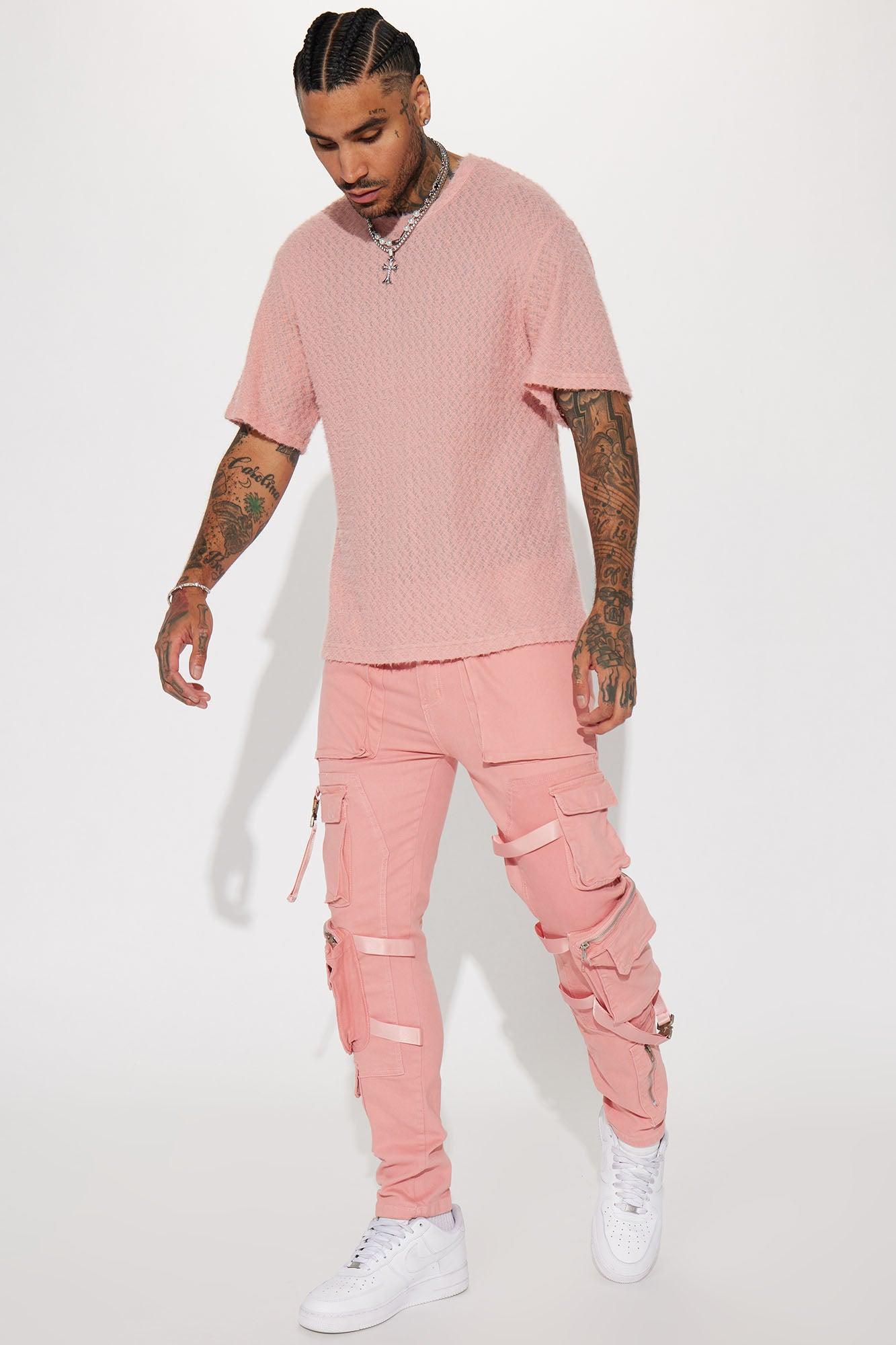 Strap It Up Cargo Straight Jeans - Mauve Product Image