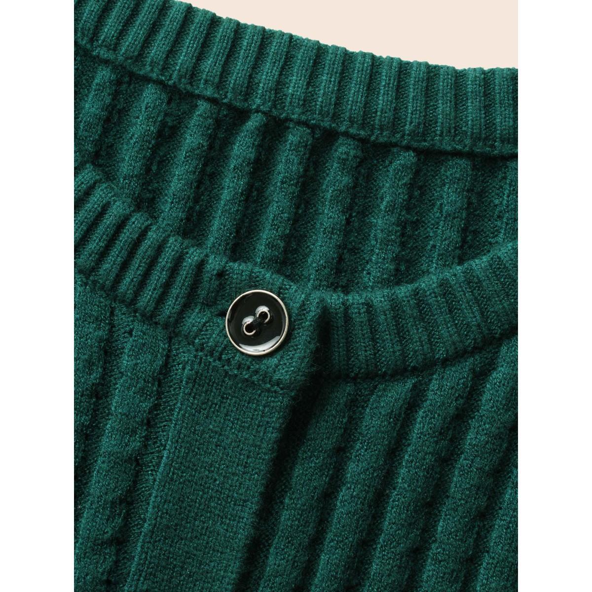 Plus Size Supersoft Essentials Textured Round Neck Slim Cardigan DarkGreen Women Elegant Bodycon Long Sleeve Everyday Cardigans BloomChic 30/6X Product Image