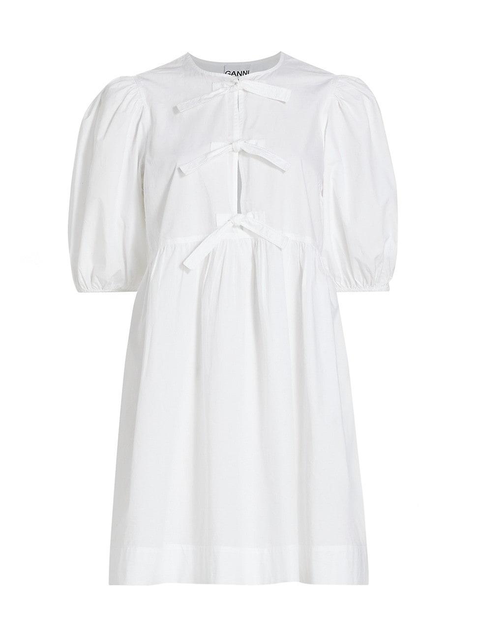 Womens Poplin Bow Short-Sleeve Minidress Product Image