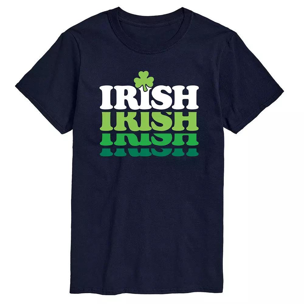 Mens Irish Retro Repeat Graphic Tee Blue Product Image