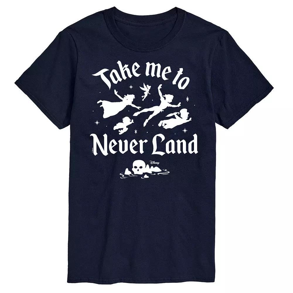 Disneys Peter Pan Mens Never Land Graphic Tee Blue Product Image