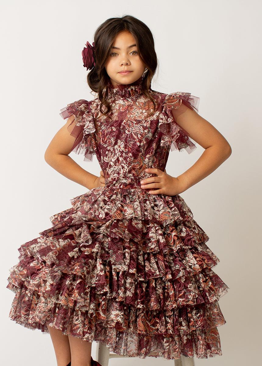 Anouk Petticoat Dress in Currant Floral Girls Product Image