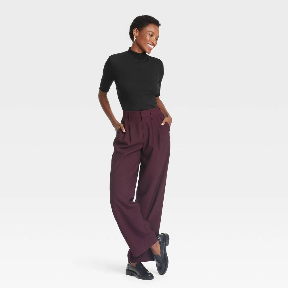 Women's Ribbed Short Sleeve Mock Turtleneck T-Shirt - A New Day™ Product Image