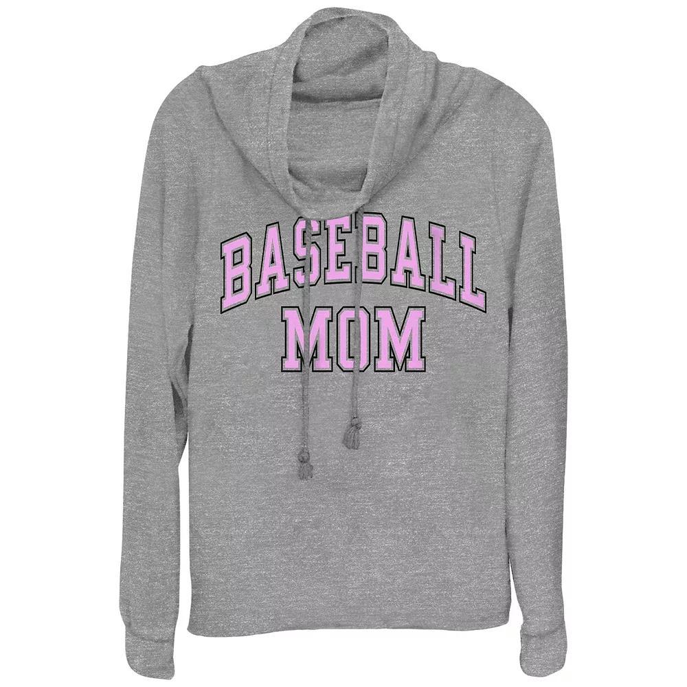 Women's Baseball Mom Cowlneck Graphic Lightweight Long Sleeve, Size: Medium, Gray Grey Product Image