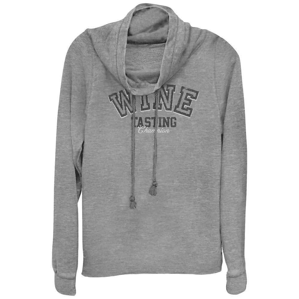 Women's Plus Send Wine Cowlneck Graphic Lightweight Long Sleeve, Girl's, Size: 1XL, Gray Grey Product Image