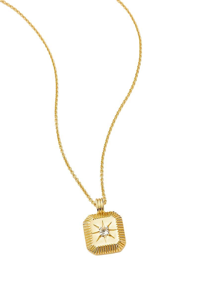 Womens 18K-Yellow-Gold Vermeil & Birthstone Pendant Necklace Product Image