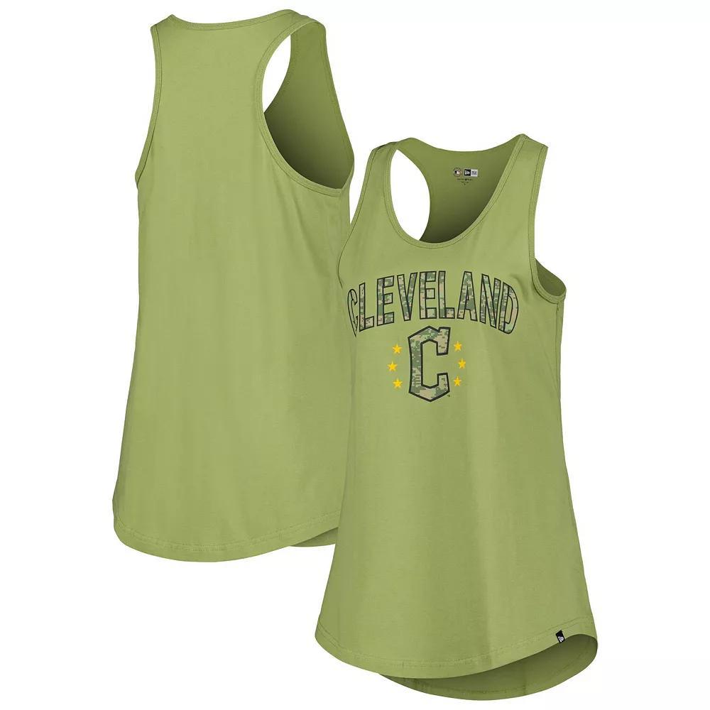 Women's New Era Olive Cleveland Guardians Armed Forces Day Tank Top, Size: Large, Grd Team Product Image