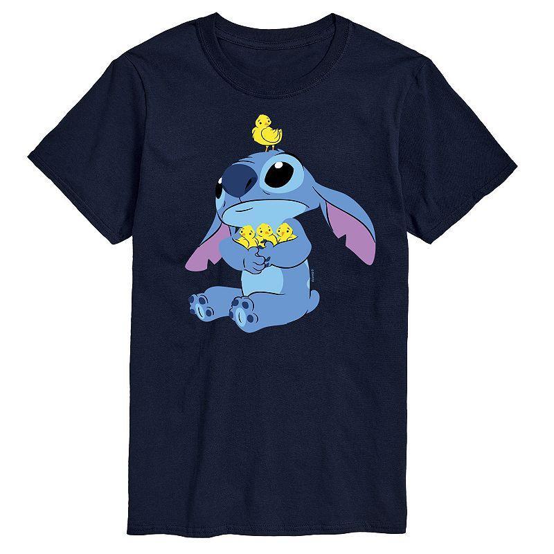 Disneys Lilo & Stitch Mens Stitch & Chicks Graphic Tee Blue Product Image