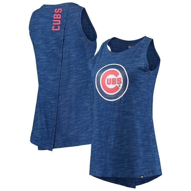 Womens New Era Royal Chicago Cubs Space Dye Back-Knot Tank Top Product Image