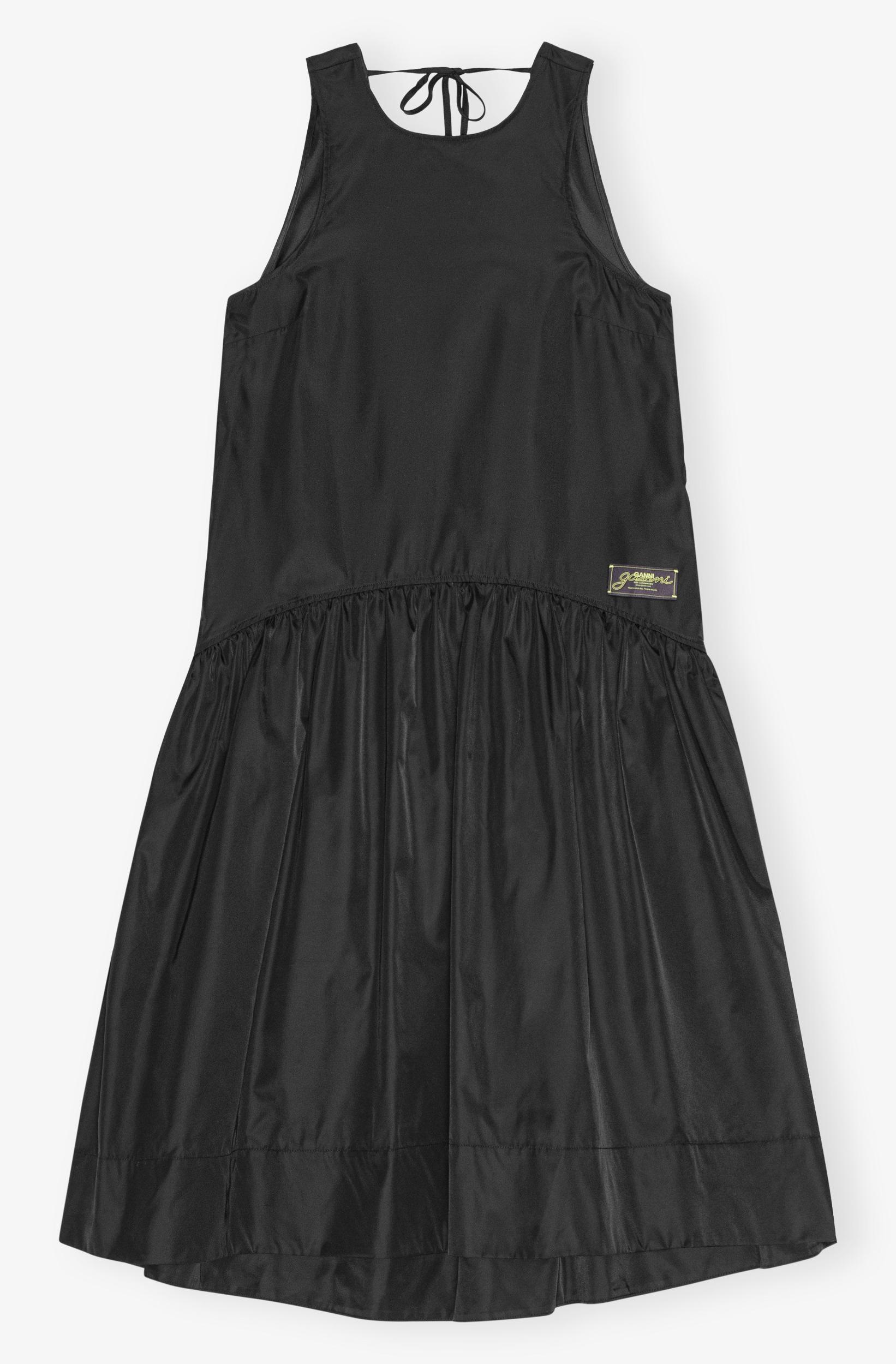 Black Duchesse Nylon Midi Dress Product Image