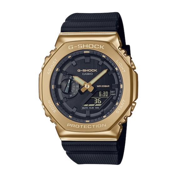 G-Shock Mens 2100 Series Black  Gold Resin Strap AnaDigi Watch Product Image