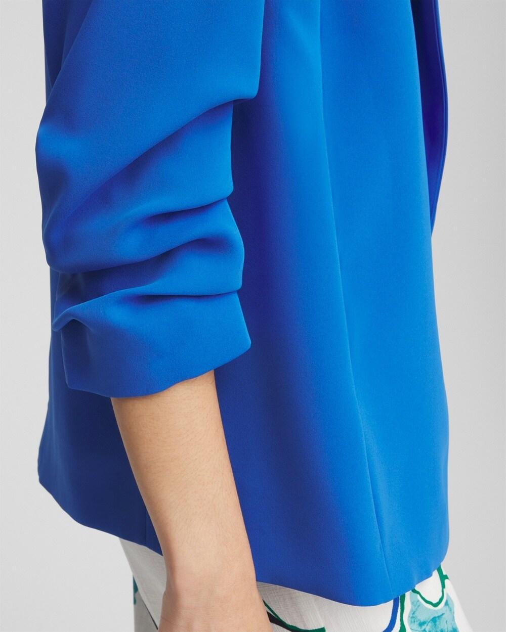 Notched-Lapel Ruched Sleeve Blazer Product Image