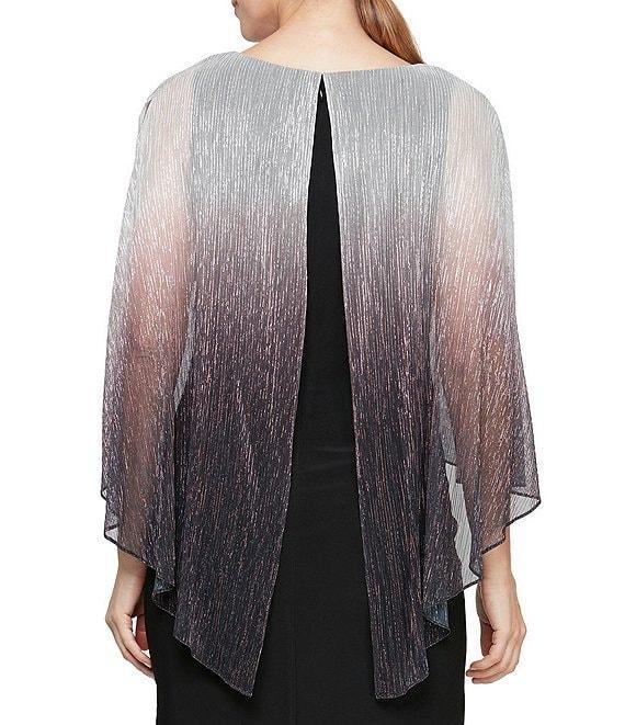 Ignite Evenings Round Neck 3/4 Sleeve Shimmery Ombre Bodre Popover Dress Product Image