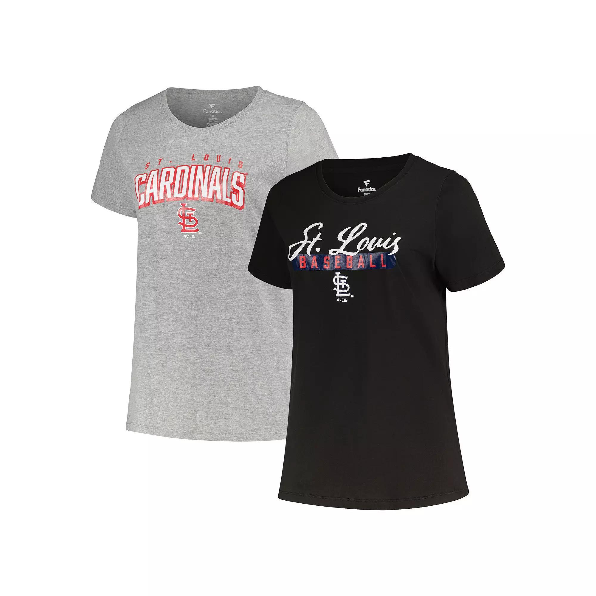 Women's Profile Black/Heather Gray St. Louis Cardinals Plus Size T-Shirt Combo Pack, Size: 2XL Product Image