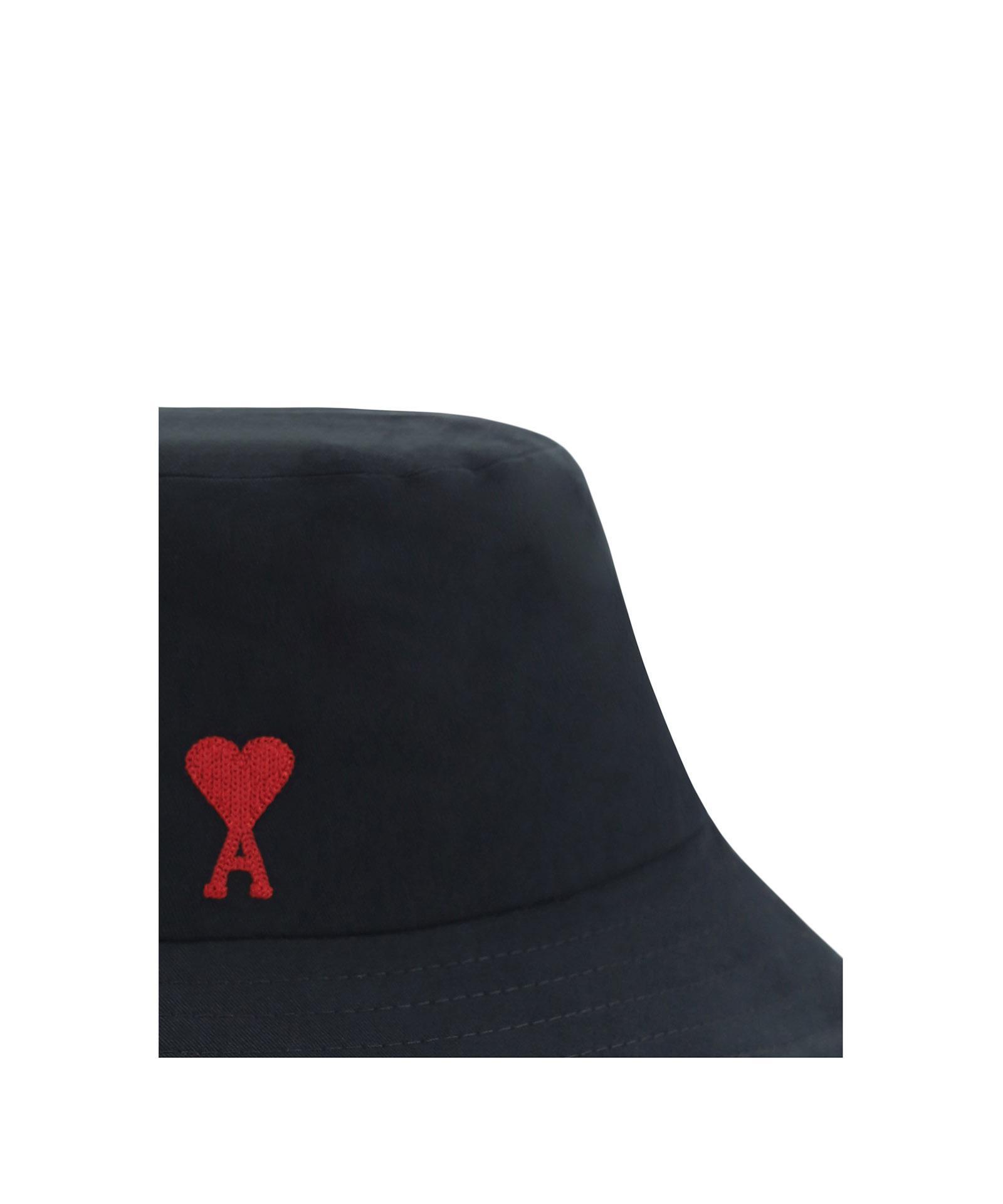 AMI ALEXANDRE MATTIUSSI Ami Paris Black And Red Cotton Ami Paris De Coeur Baseball Cap Product Image