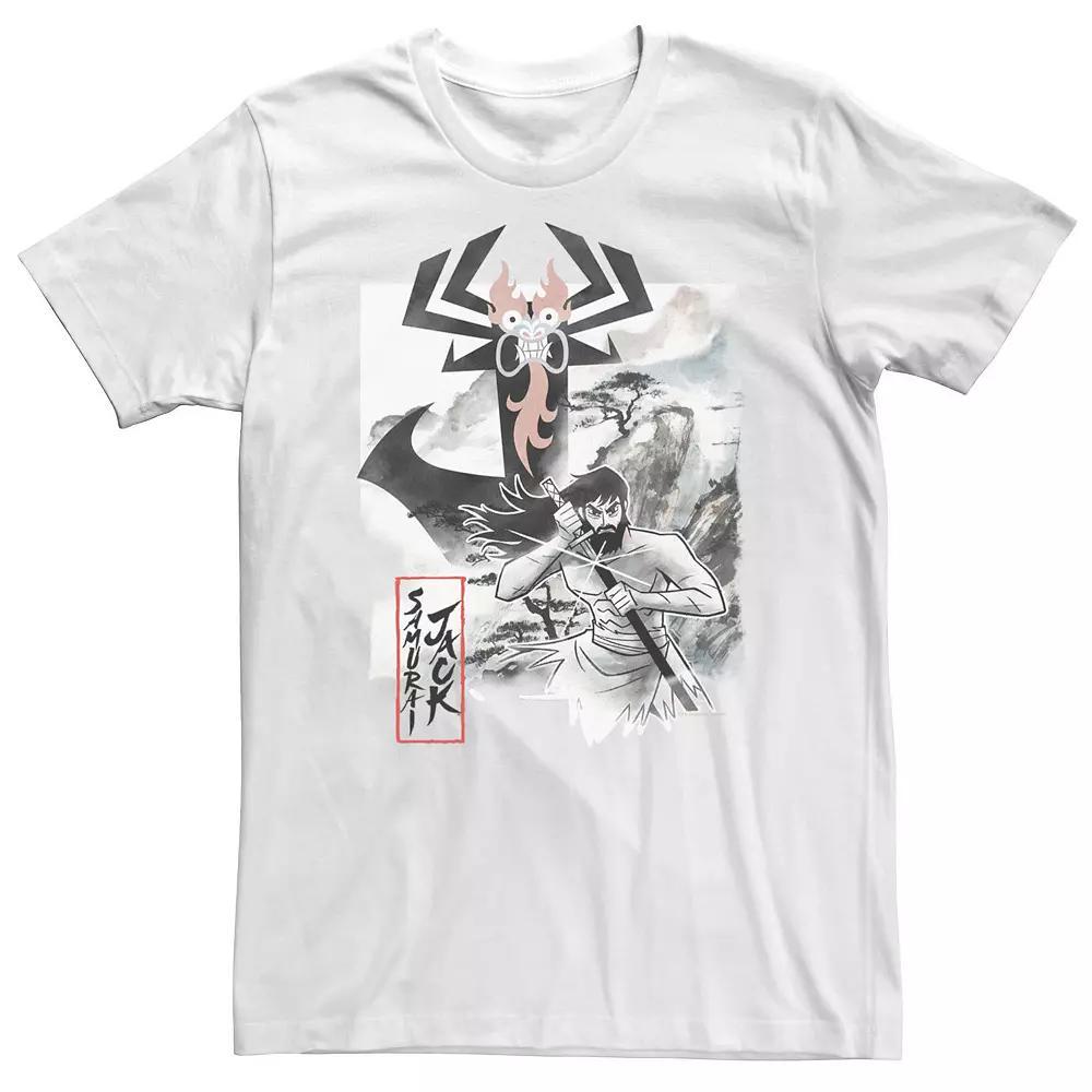 Big & Tall Cartoon Network Samurai Jack Aku Water Color Paint Sketch Tee, Men's, Size: 3XL, White Product Image