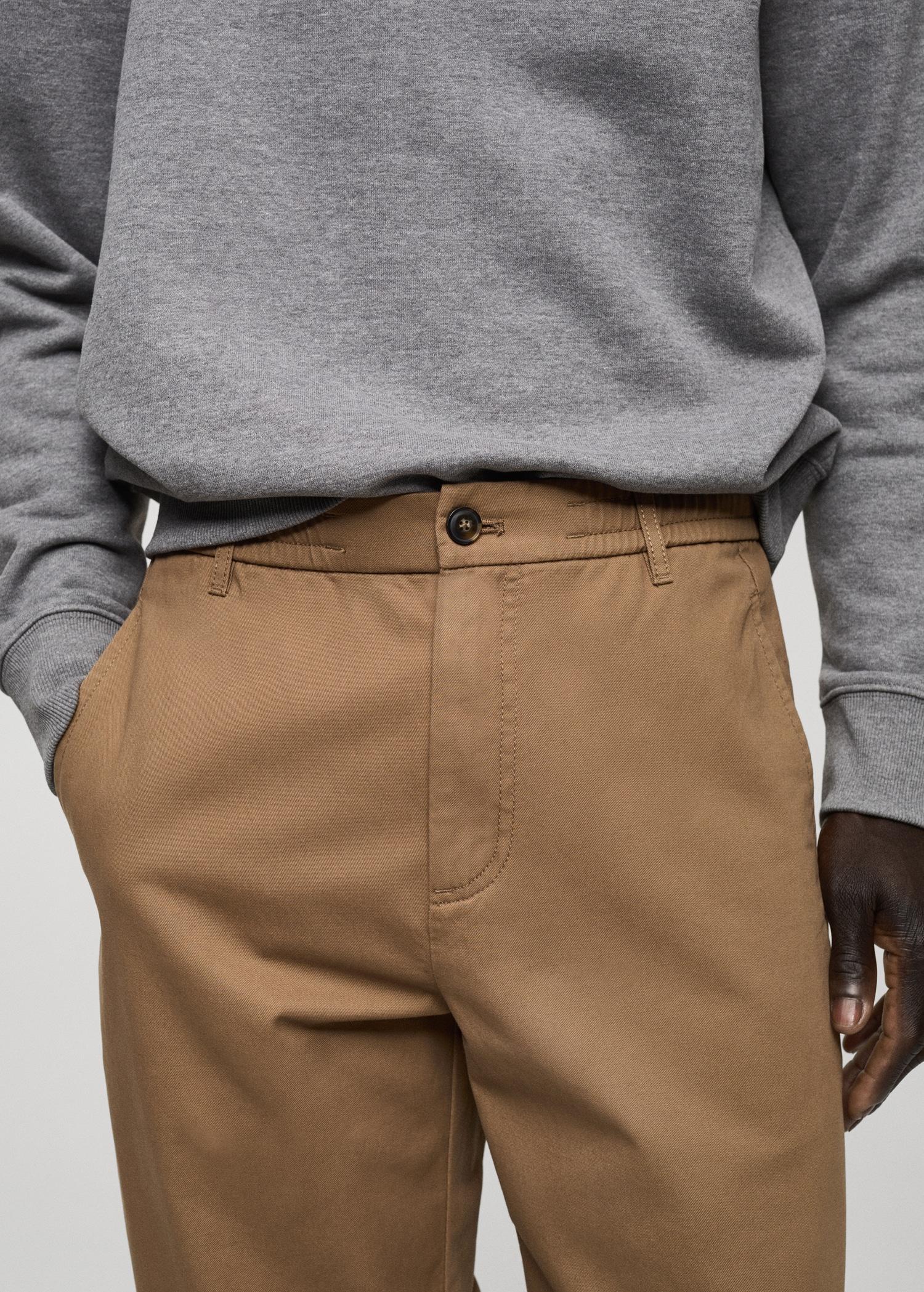 Regular-fit cotton pants with drawstring - Men | MANGO USA Product Image