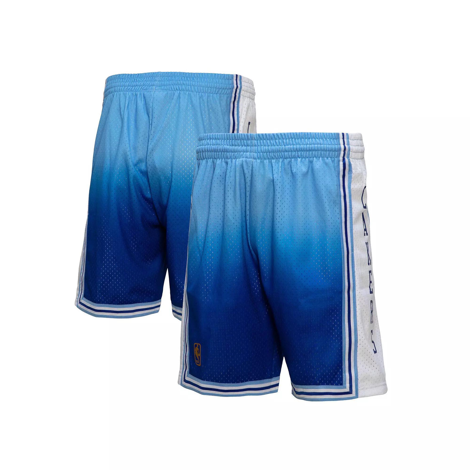Men's Mitchell & Ness Light Blue/Blue Los Angeles Lakers 1996/97 Hardwood Classics Fadeaway Reload 3.0 Swingman Shorts, Size: Small Product Image