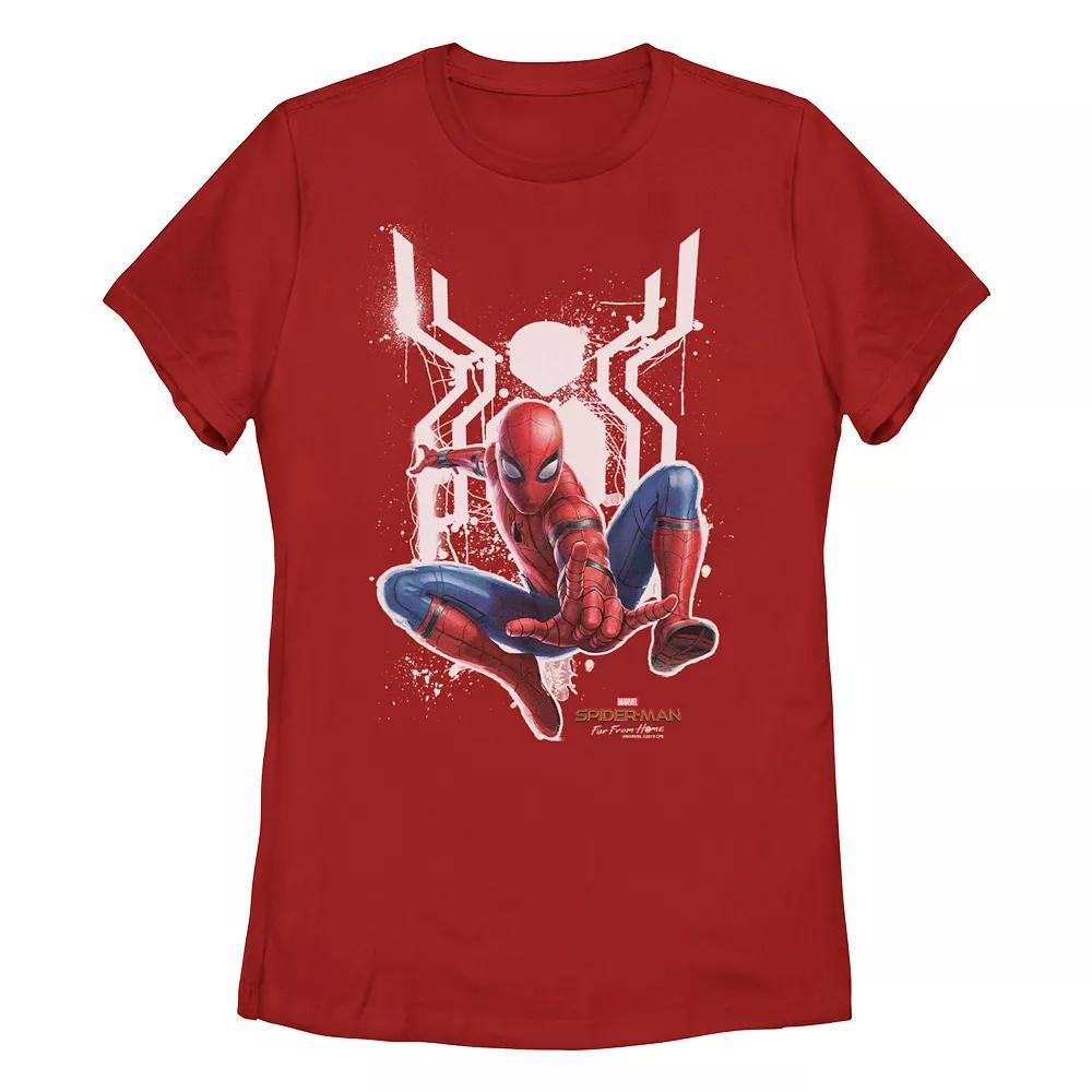 Juniors' Marvel Spider-Man Far From Home Painted Logo Graphic Tee, Girl's, Size: Small, Red Product Image