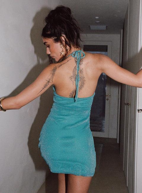 Armonia Mini Dress Teal Product Image