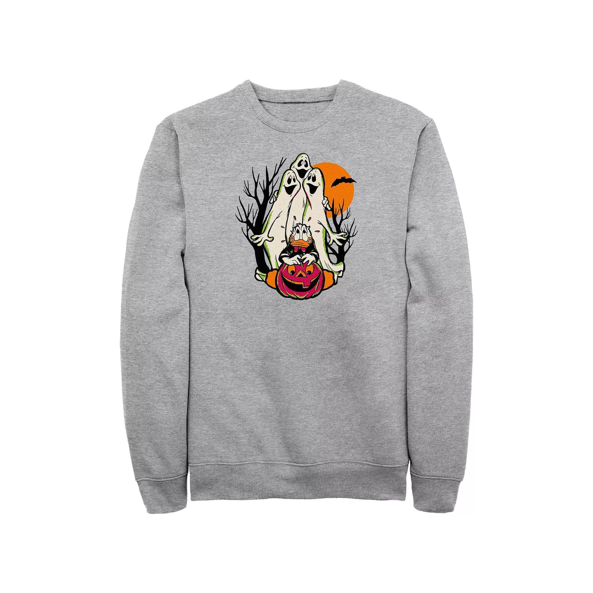 Disney's Hundred Donald Duck Scared Of Ghosts Men's Graphic Fleece, Size: 4XB, Athletic Grey Product Image