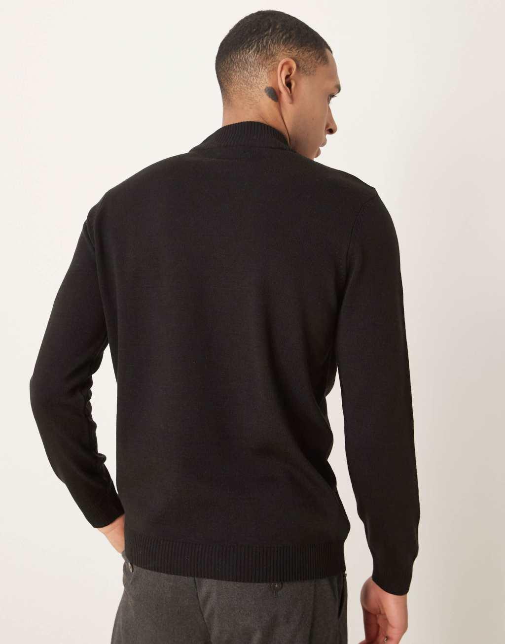 ASOS DESIGN knit turtleneck long sleeve T-shirt in black Product Image