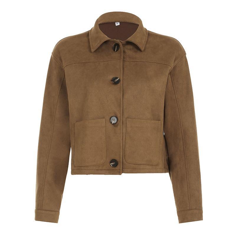Faux Suede Button-Up Jacket Product Image