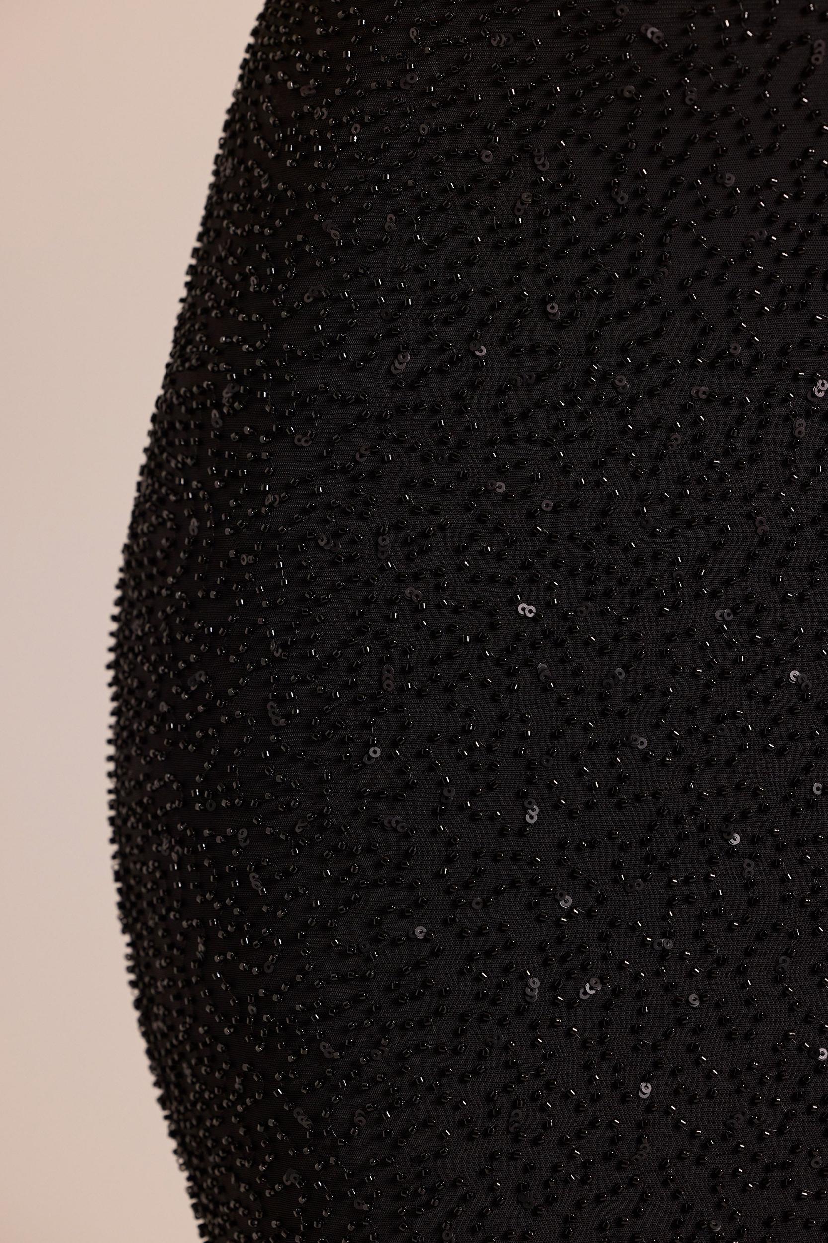 Embellished Mid-Rise Maxi Skirt in Black Product Image