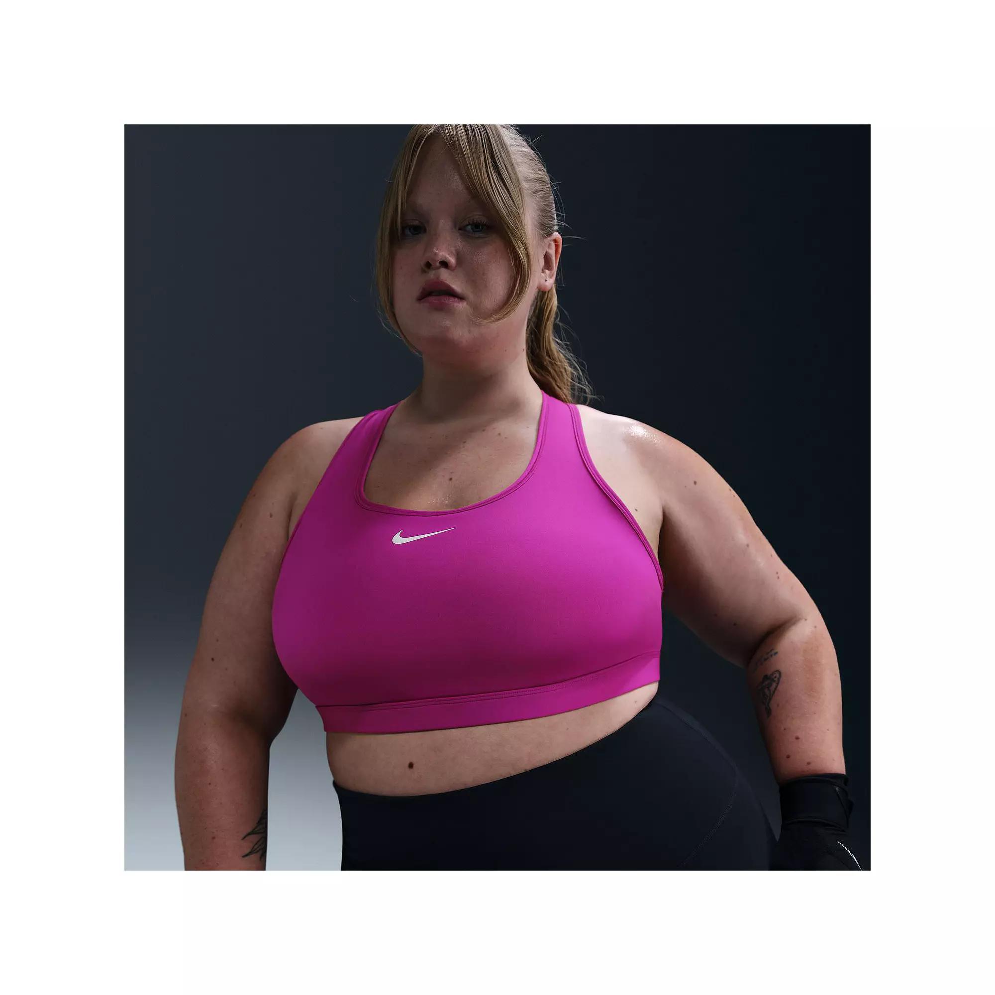 Plus Size Nike Swoosh Medium Padded Sports Bra, Women's, Size: 2XL, Pink Product Image