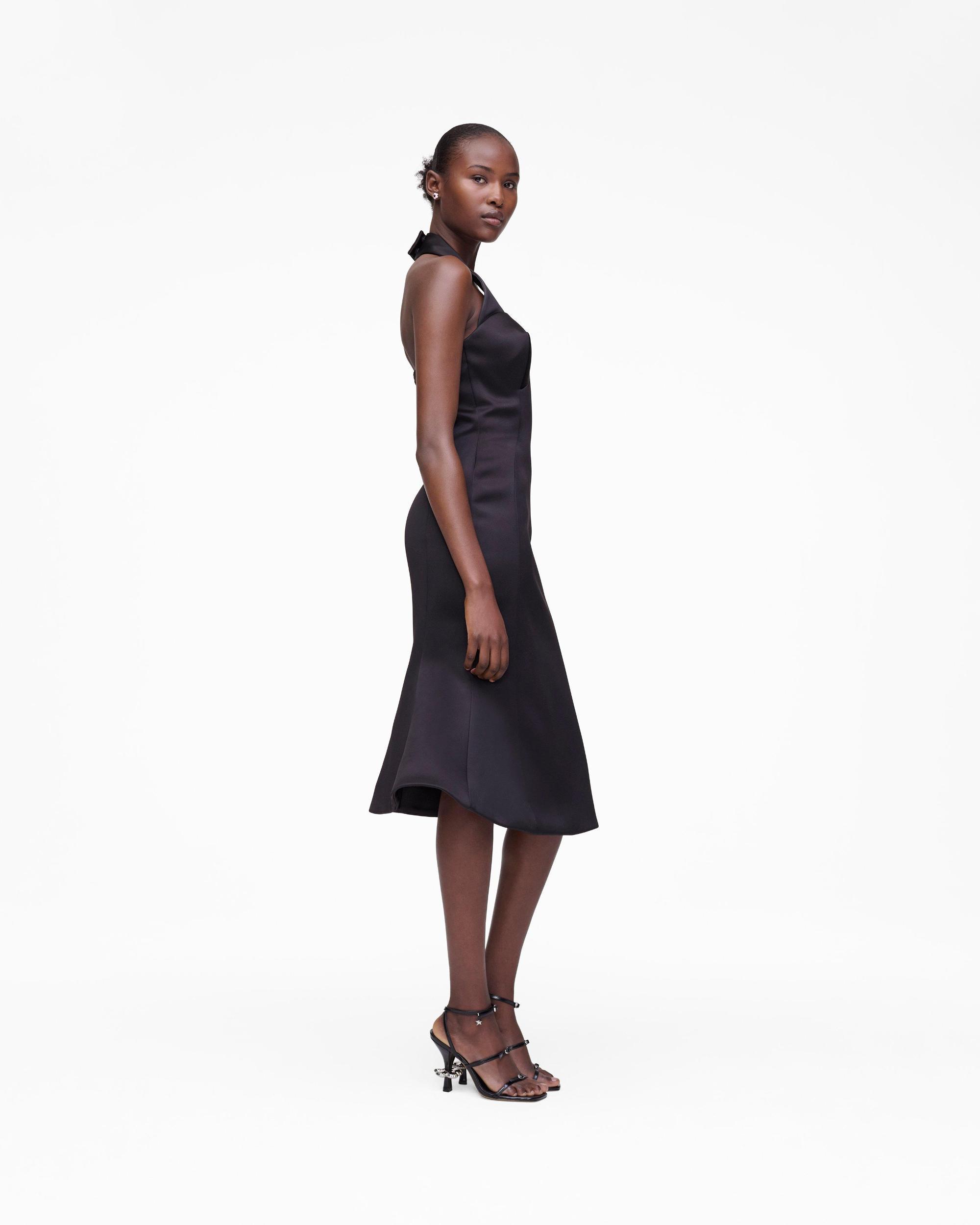Sculpted Satin Halter Dress Product Image