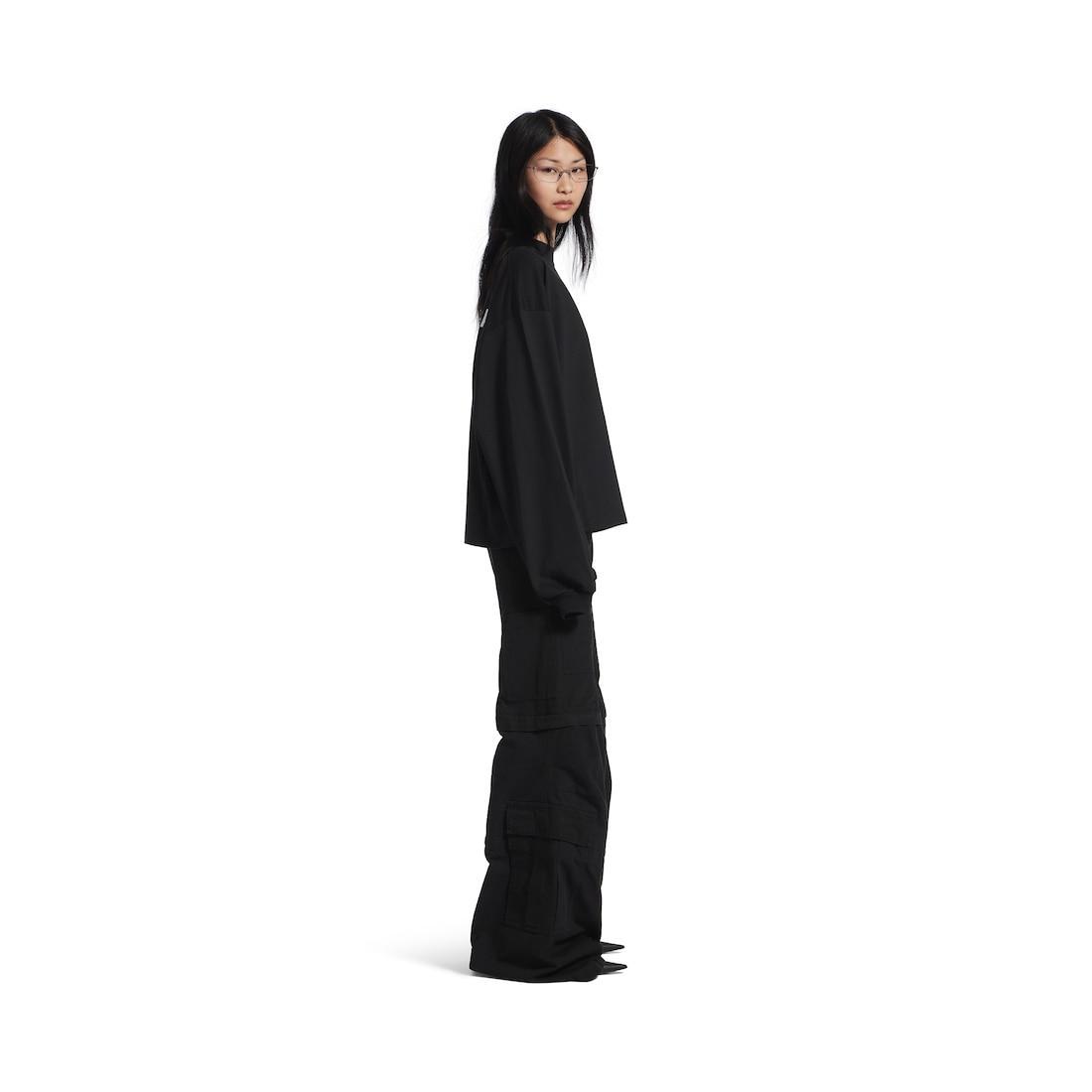 Women's Balenciaga Back Cropped Long Sleeve T-shirt in Black/white Product Image