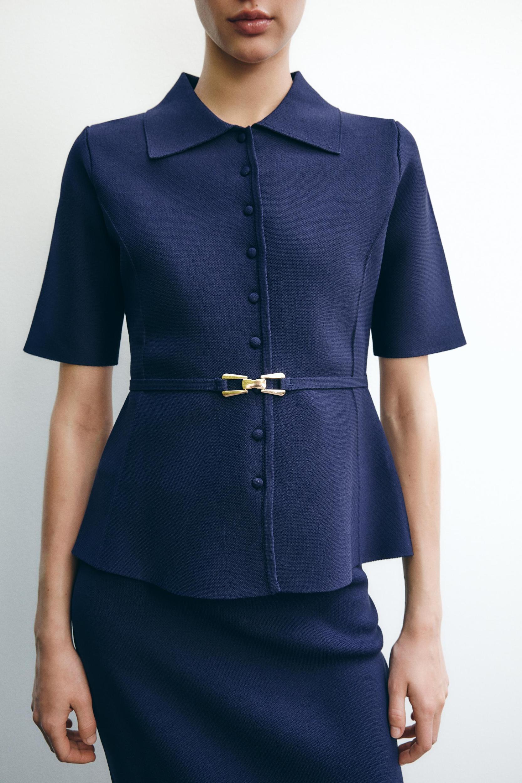 PLAIN KNIT BELTED JACKET Product Image