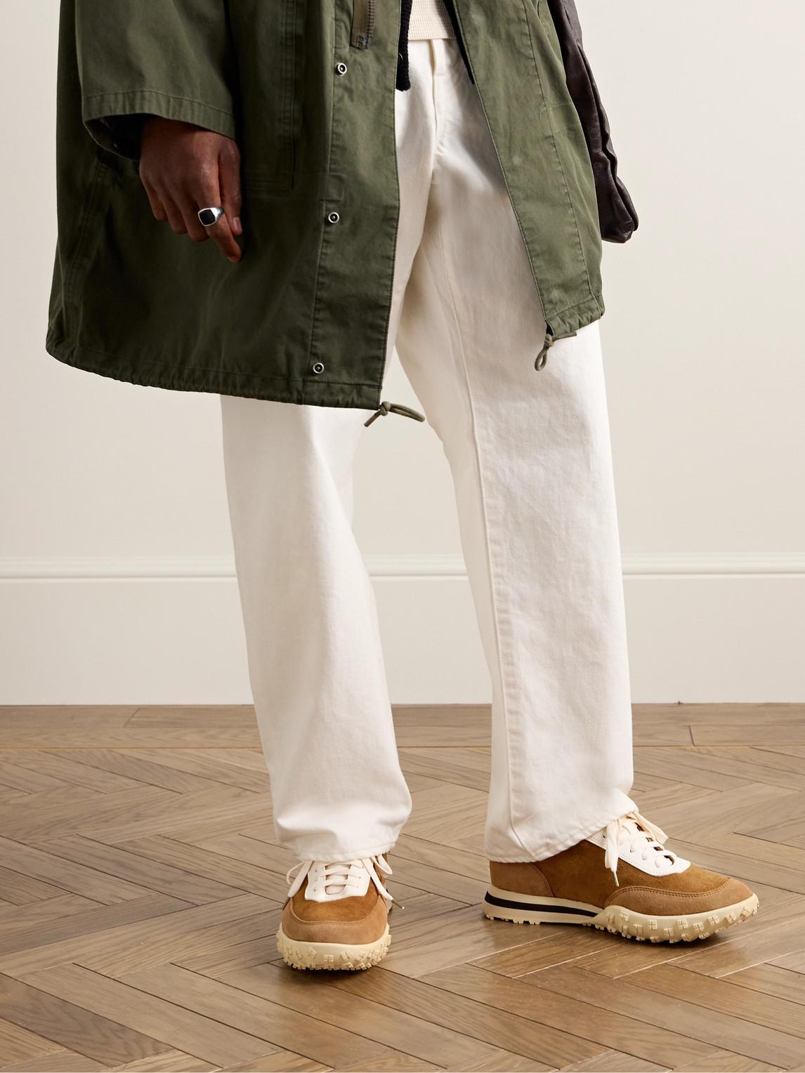 VISVIM Hospoa Fringed Leather-trimmed Suede Sneakers In Brown Product Image