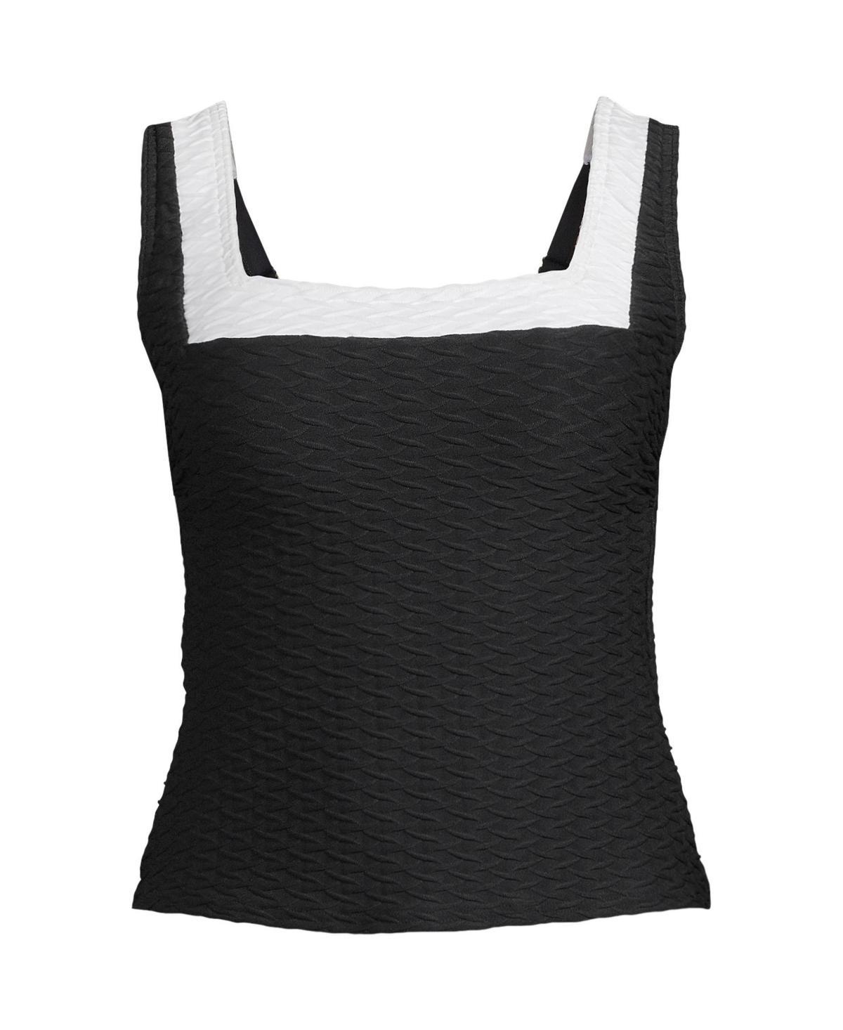 Lands End Womens Texture Square Neck Tankini Swimsuit Top - Electric blue Product Image